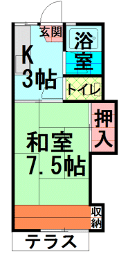 間取図|アパート・中野区江原町3丁目・大江戸線 新江古田 歩3分|楽器可(ピアノ可)